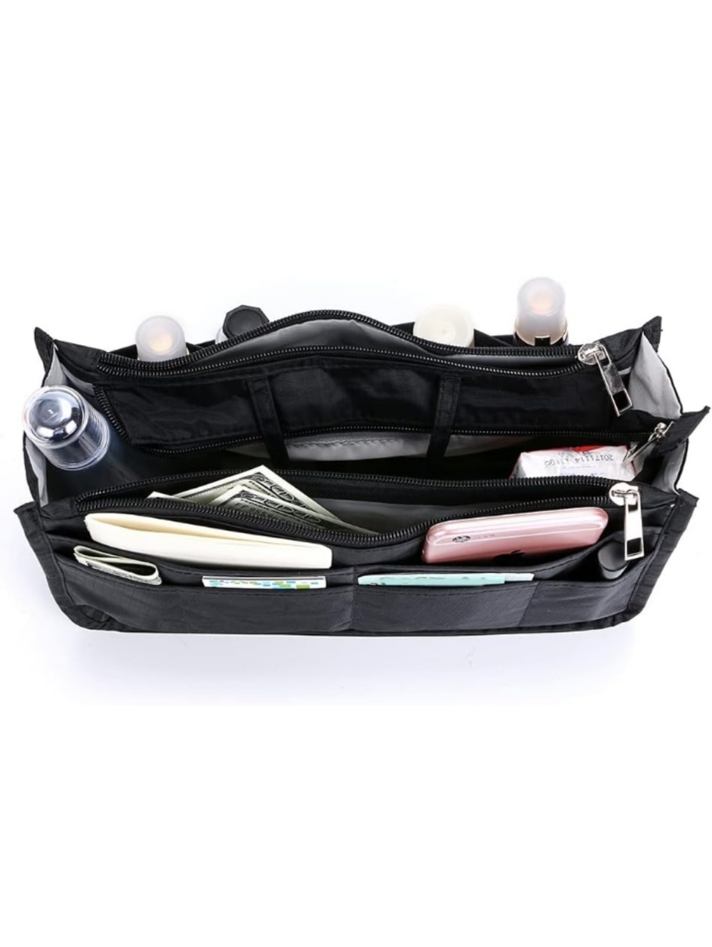 Purse Organizer Insert-Black Floral Print - Picture 10 of 14